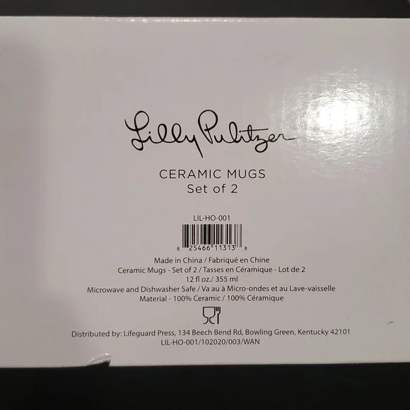 New in Box!  Lilly Pulitzer Ceramic Mugs - Set of 2 - Picture 9 of 9